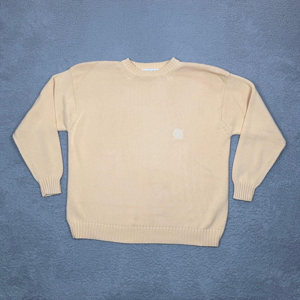 Vintage Calvin Klein Sport Mens Yelow Cotton Crewneck Sweater Embroidered Logo M